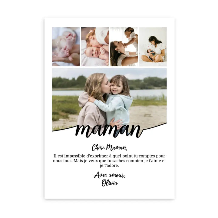 Message et photo personnalisés - Affiche Maman