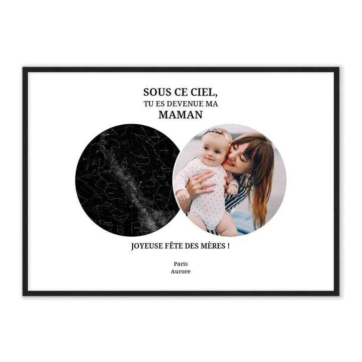 Carte céleste & photo - Affiche Maman