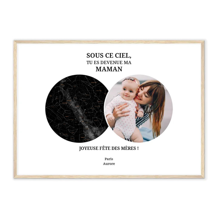 Carte céleste & photo - Affiche Maman