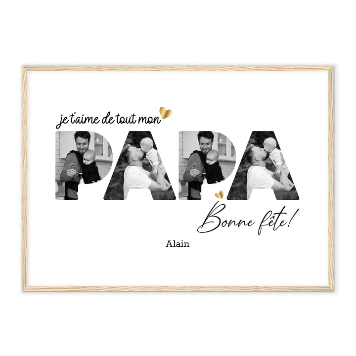 Bonne Fête Papa & Cœurs - Affiche Personnalisée
