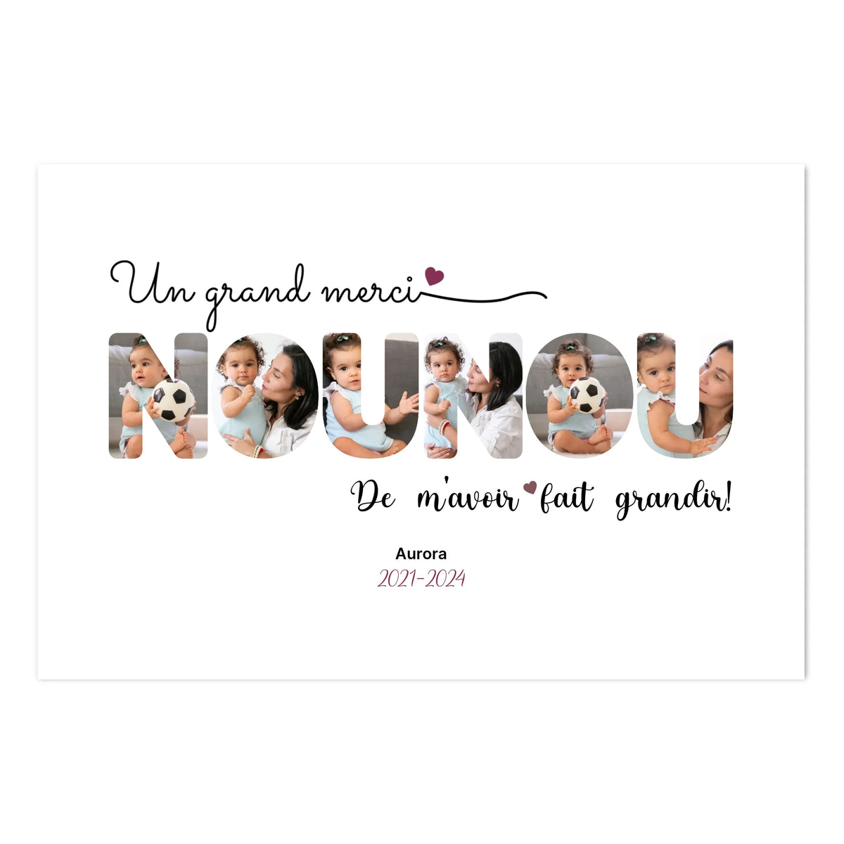 Nounou Lettres - Affiche personnalisée