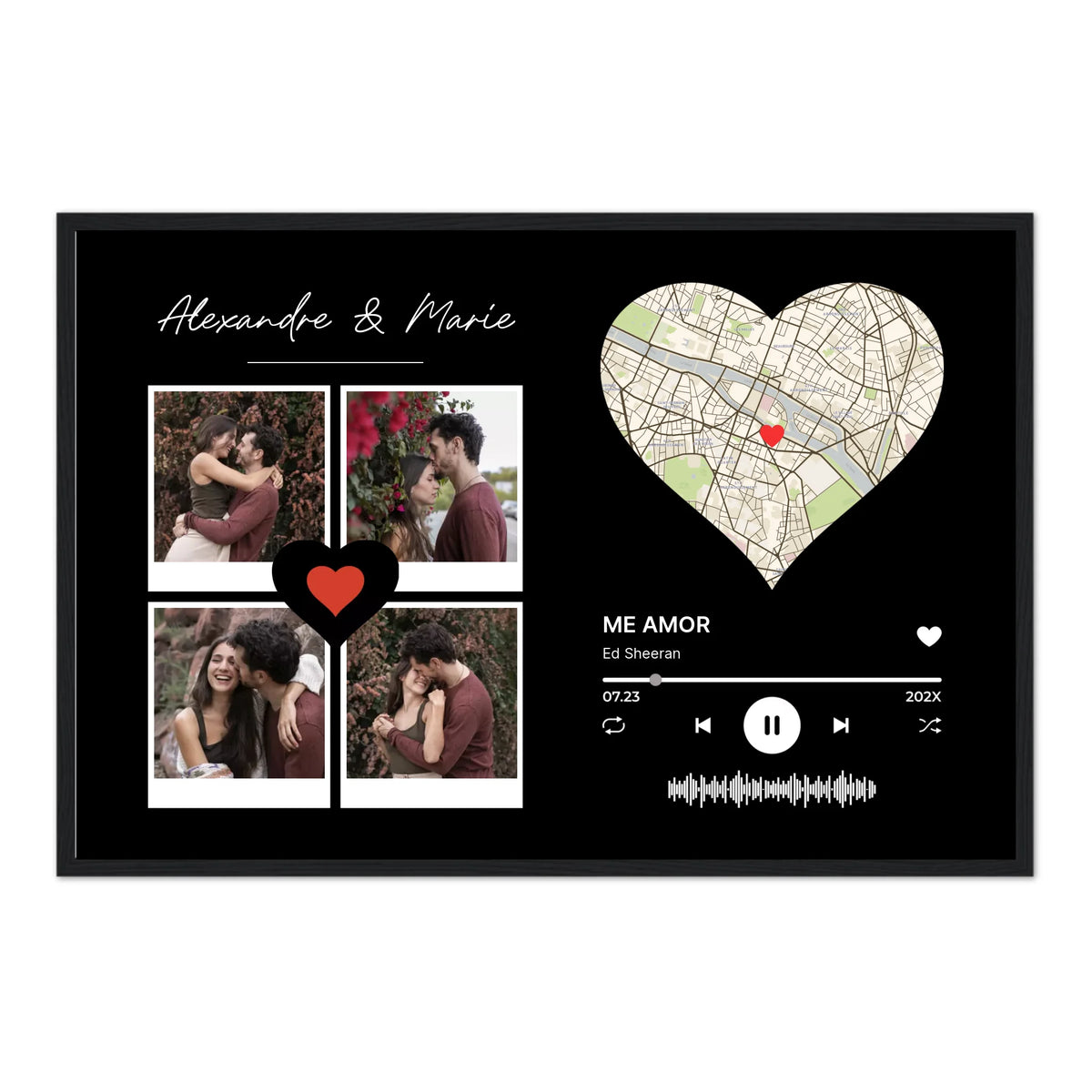 Collage photo, Spotify & Carte - Affiche personnalisée